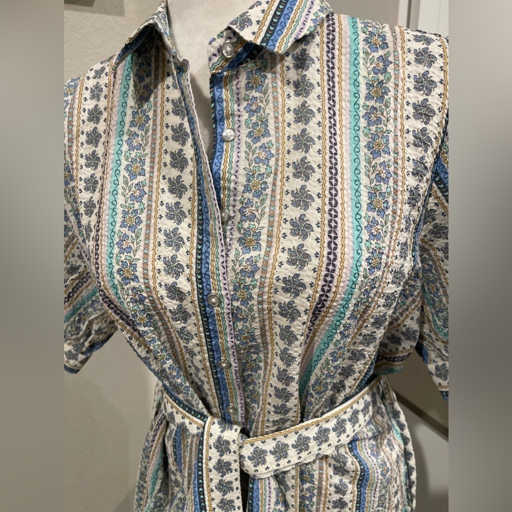 NWT Sundays Murphy floral print shirt dress with tie waist - Picture 4 of 10